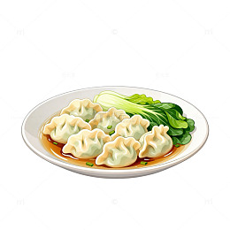 插画风格饺子美食插画设计素材