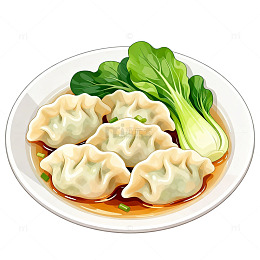 美食风格饺子插画设计元素