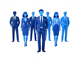 蓝色商务人物插画素材