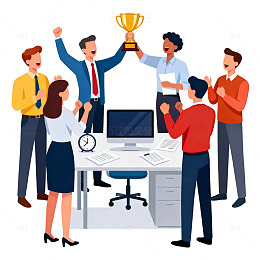 职场胜利团队插画