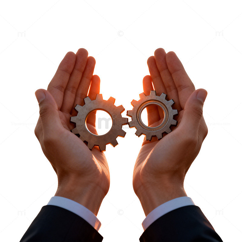 双手托举齿轮合作