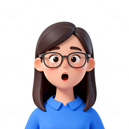 卡通女性惊讶表情3D模型