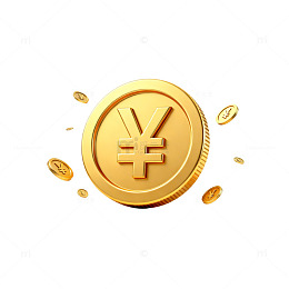 金币飘飞人民币财富象征