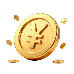 金色硬币人民币财富象征
