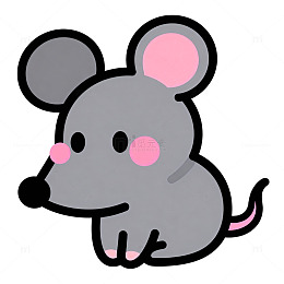 可爱卡通灰色小老鼠图案设计素材