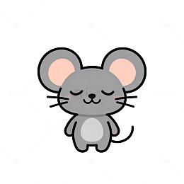 可爱卡通灰色小老鼠矢量素材