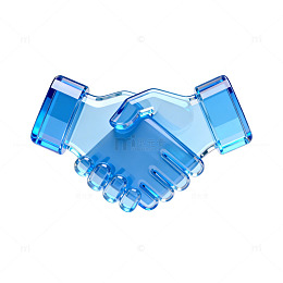 冰蓝握手合作象征