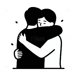 卡通情侣拥抱插画