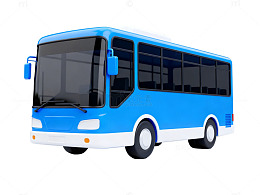 卡通蓝色公交车模型