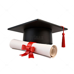 毕业帽与证书3D渲染图