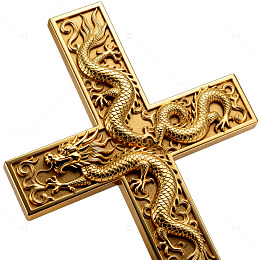 金色十字架龙纹装饰