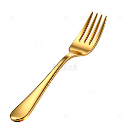 金色叉子餐具设计元素