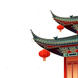 中国风古建筑插画