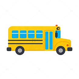 卡通风格校车矢量插画