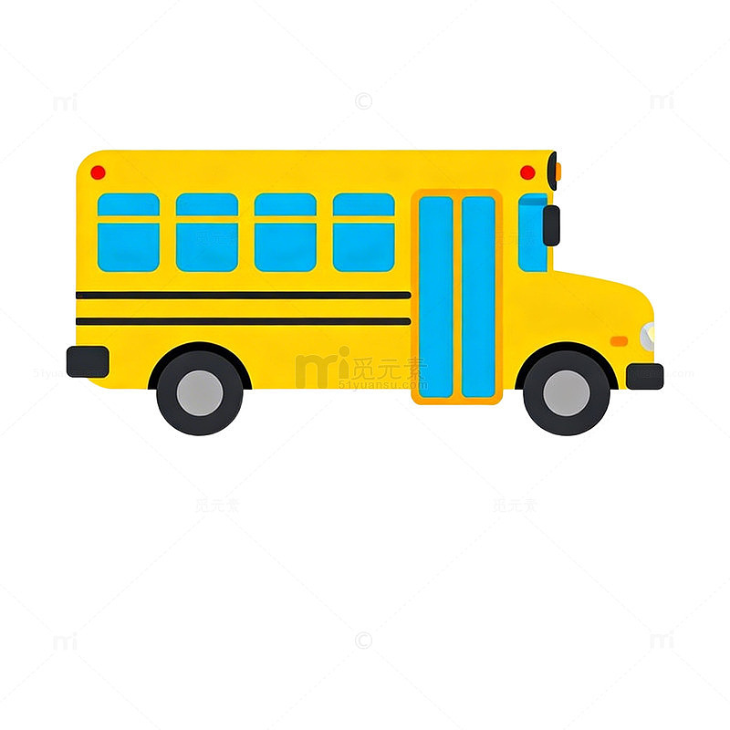 卡通校车简笔画图案