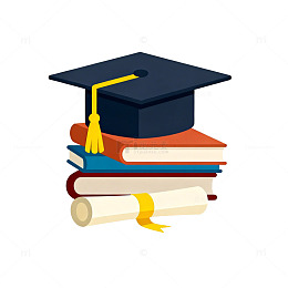 毕业帽书籍卷轴矢量图