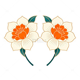 对称花卉图案设计插画