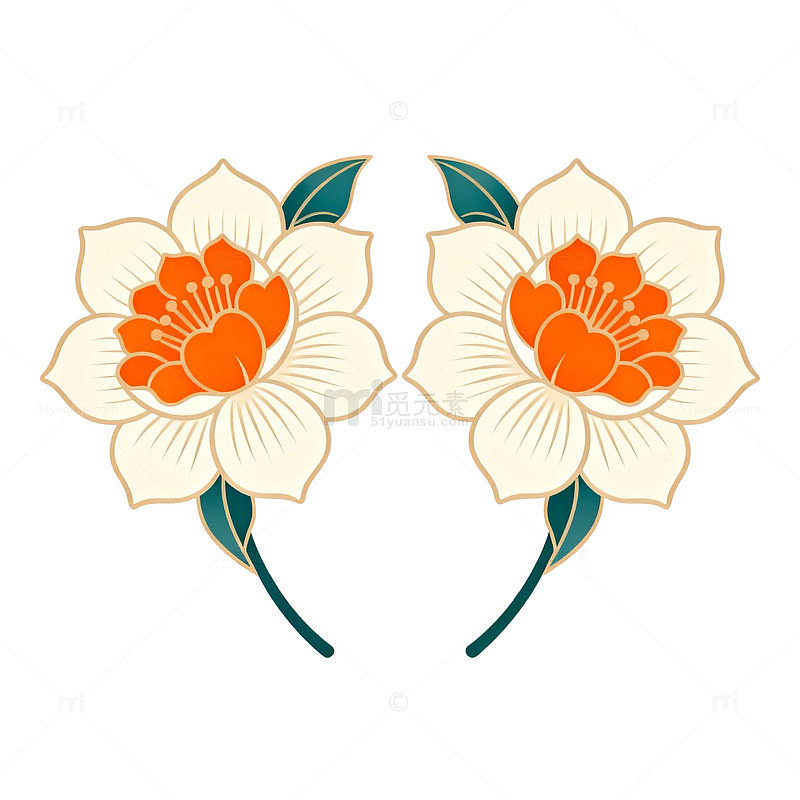 对称花卉图案设计插画