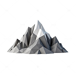 低多边形山峰几何设计模型