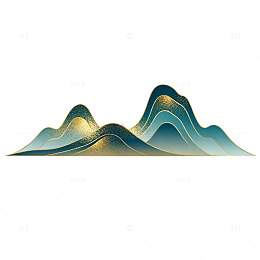 金色山水简约艺术矢量图案