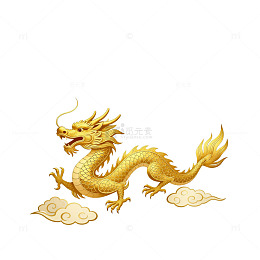 传统中国龙金色插画