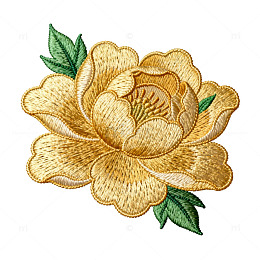 刺绣风格金色花朵图案