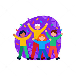 卡通欢乐庆祝插画