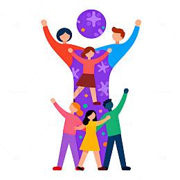 卡通欢乐家庭庆祝插画