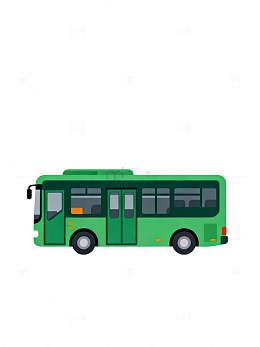 绿色卡通公交车插画设计素材