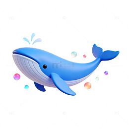 卡通蓝色鲸鱼插画