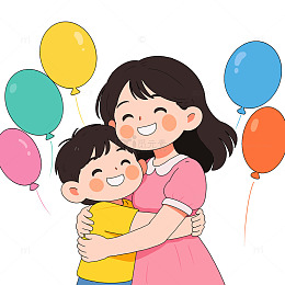 手绘母亲节拥抱元素