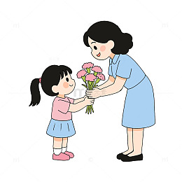 手绘母亲节送花元素