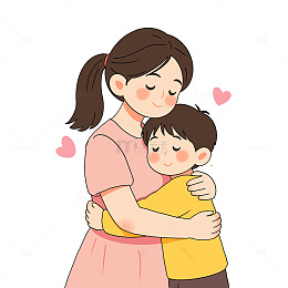手绘母亲节快乐拥抱元素