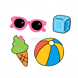 手绘卡通夏季夏至涂鸦小元素