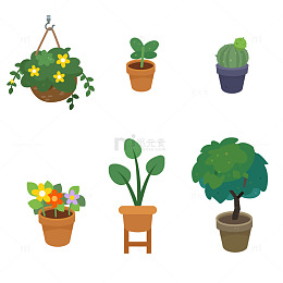 卡通扁平植物绿植盆栽合集