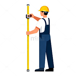 卡通建筑工人测量素材