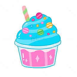 手绘卡通冰沙甜品美食免抠元素