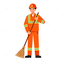 卡通清洁工形象矢量素材