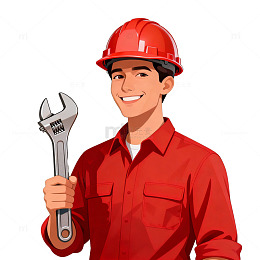 卡通工人维修工具矢量图