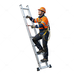 建筑工人梯上作业安全