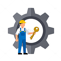 工人齿轮钥匙图标设计元素