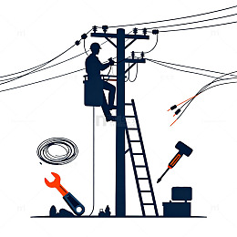 电工维修电线杆矢量图