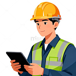 建筑工人平板电脑矢量图