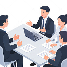 简约卡通风格开会场景