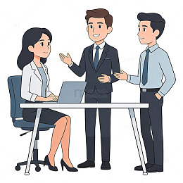 商务简约卡通风格开会场景