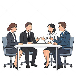 商务简约卡通风格开会元素