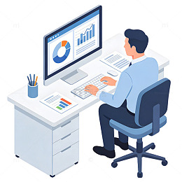 商务简约卡通元素办公数据分析