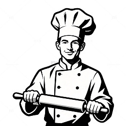 黑白厨师烘焙卡通形象设计素材
