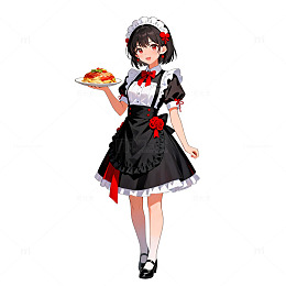动漫风女仆装美食角色设计素材