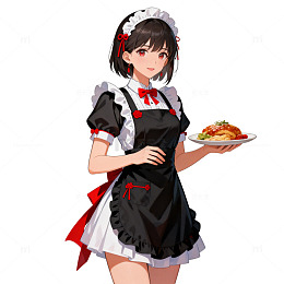 动漫女仆美食插画